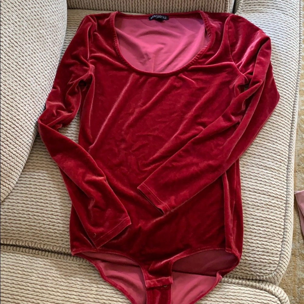JCrew wine color- velvet bodysuit EUC